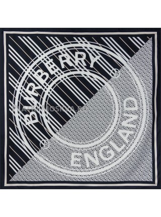 Платок Burberry шелковый черный с белым двойной "Logotypes"