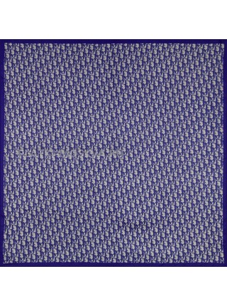 Платок Dior шелковый синий "Monogram" 3665