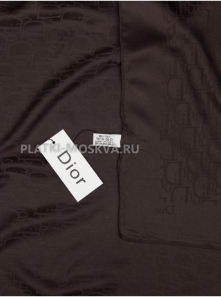 Платок Dior шелковый темно-коричневый однотонный 499-10