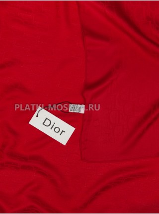 Платок Dior шелковый красный однотонный 499-8