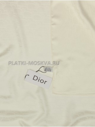 Платок Dior шелковый молочный однотонный 499-4
