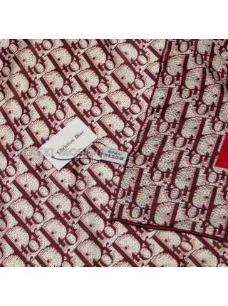 Платок Dior шелковый бордовый "Logomania"