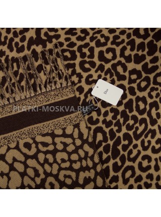 Палантин Dior кашемировый коричневый "Leopard"