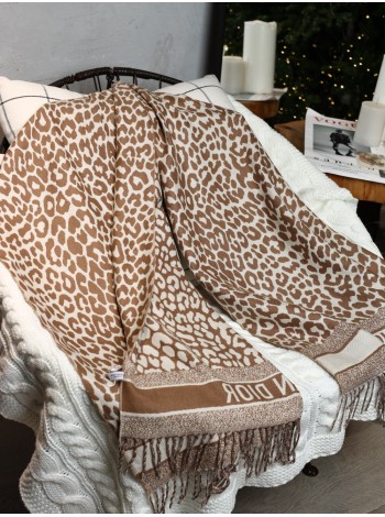 Палантин Dior кашемировый бежевый капучино "Leopard" 