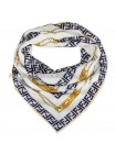 Платок Fendi шелковый белый с серым "Chains"