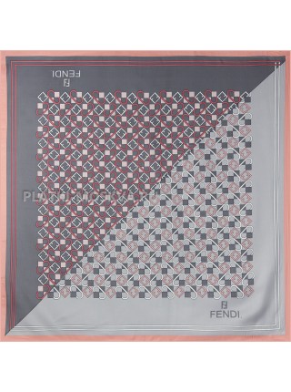 Платок Fendi шелковый серый двойной "Monogram" 3162