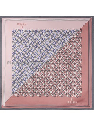 Платок Fendi шелковый розовый двойной "Monogram" 3157