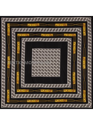 Платок Fendi шелковый черный с белым "Цепи" 3132