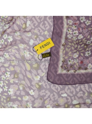 Платок Fendi шелковый сиреневый "Flowers" 4312