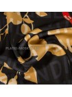 Платок Fendi шелковый черный с бежевым "Flora"