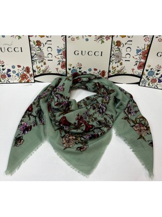 Платок Gucci кашемировый бирюзовый "Flora"