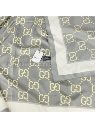 Платок Gucci шелковый серый "Logo"
