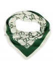 Платок Gucci шелковый белый с зеленым "Logo"