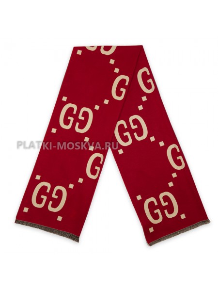 Палантин Gucci кашемировый красный "Logo"