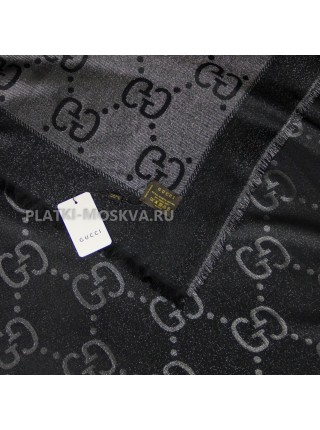Платок Gucci шерстяной черный с серебром