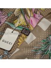 Платок Gucci шелковый коричневый "Flora Dots"