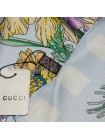 Платок Gucci шелковый голубой "Flora Dots"