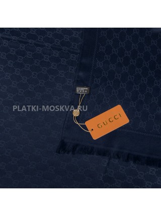 Палантин Gucci кашемировый темно-синий "Monogram"