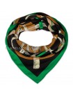 Платок Hermes кашемировый коричневый с зеленым "Chains and Belts" 2334