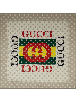 Платок Gucci шелковый бежевый винтажный в горошину 1805-90