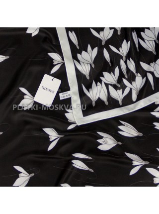 Платок Valentino шелковый черный "Подснежники"