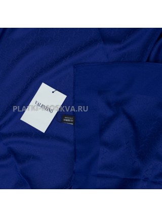 Платок Valentino шелковый синий однотонный