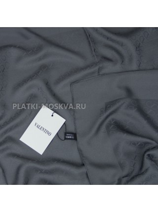 Платок Valentino шелковый темно-серый однотонный