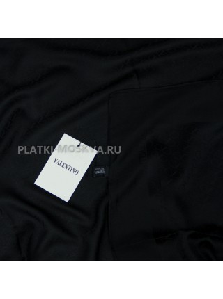 Платок Valentino шелковый черный однотонный