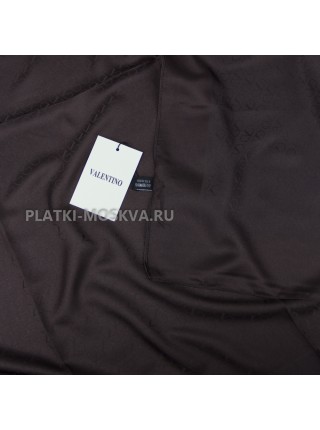 Платок Valentino шелковый коричневый однотонный