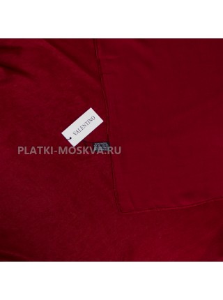 Платок Valentino шерстяной бордовый с гипюром