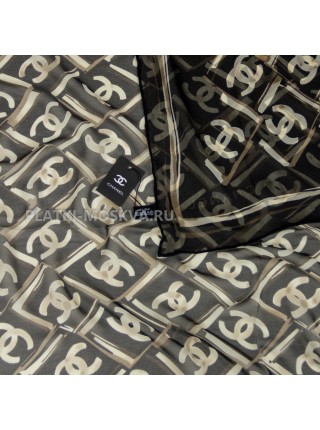 Платок Chanel шелковый черный "Logo"