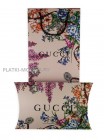 Платок Gucci шелковый черный с белым "Logo"