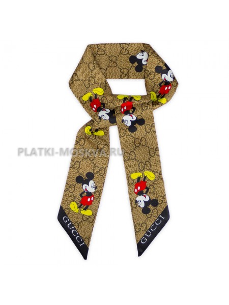 Лента Gucci шелковая бежевая "Mickey Mouse"