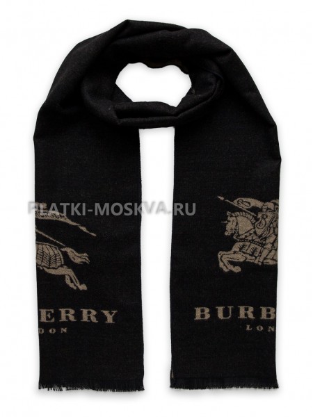 Шарф мужской Burberry кашемировый черный с бежевым 3442-3